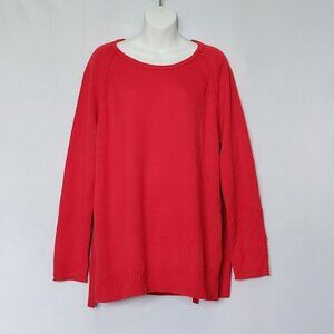 Eileen Fisher Tie Side Wool Sweater Red Size Large Bateau Neckline